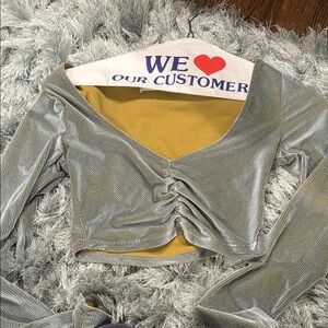 Long sleeve Gray/blue velvet Top